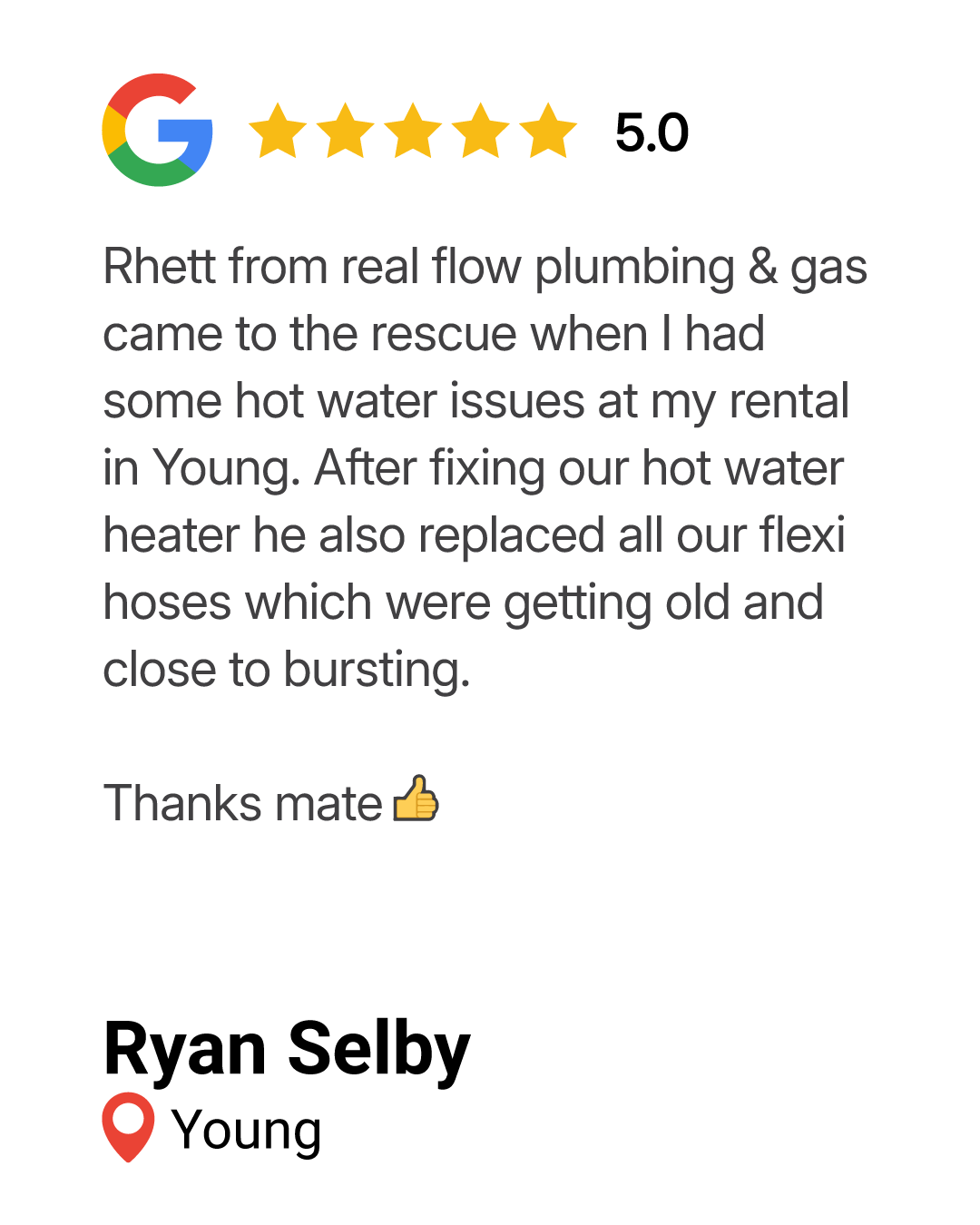 Real Flow Plumbing & Gas 8 Google-5Star-Review-Ryan-Selby
